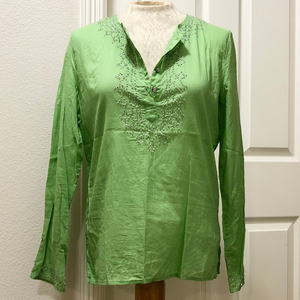 Old Navy Women’s L/S Green Boho Beaded Tunic - M